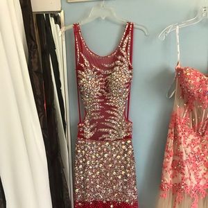 Sparkly Back Out Red Prom Dress